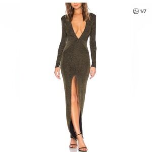 Michael Costello REVOLVE Elegant Black and Gold Gown